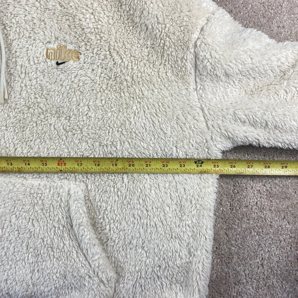 Nike Essentials Sherpa Fleece Hoodie Cream Tan CU6425-238 Womens Large